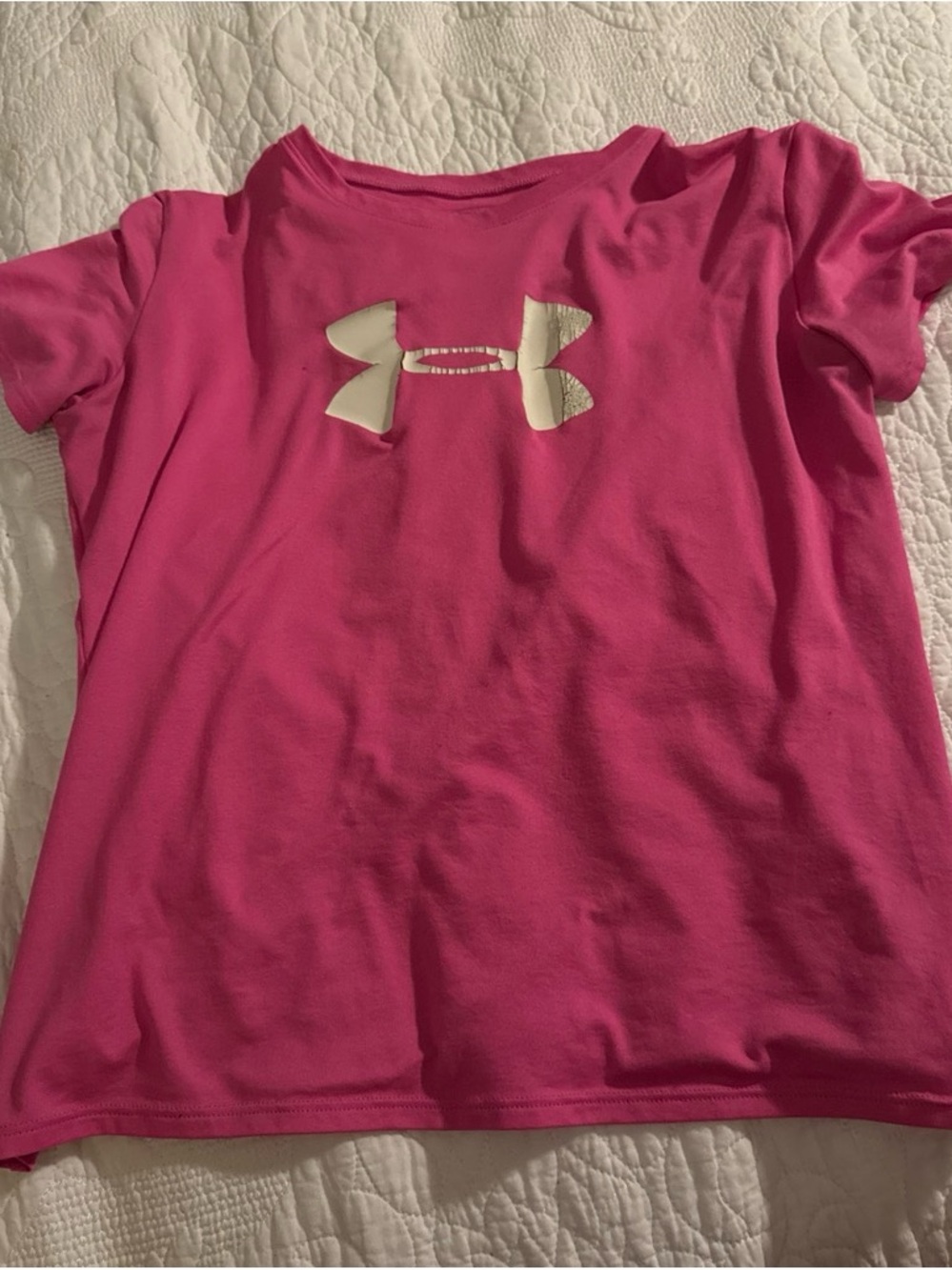 Under Armour Hot Pink Girls' Short Sleeve Logo Tee